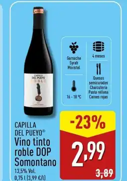 ALDI CAPILLA DEL PUEYO Vino tinto roble DOP Somontano oferta