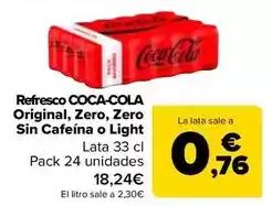 Carrefour Coca-cola - refresco original, zero, zero sin cafeina o light oferta