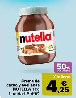 Carrefour Nutella - crema de cacao y avellanas oferta