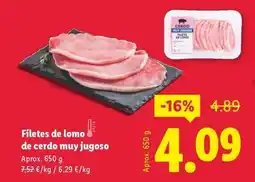Lidl Filetes de lomo de cerdo muy jugoso oferta