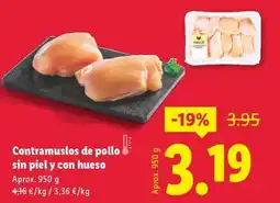 Lidl Contramuslos de pollo sin piel y con hueso oferta