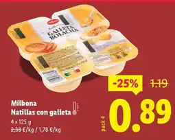 Lidl MILBONA Natillas con galleta oferta