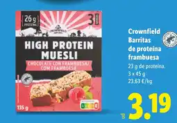 Lidl CROWNFIELD Barritas de proteína frambuesa oferta
