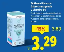 Lidl OPTISANA Bienestar Cápsulas magnesio y vitamina B6 oferta