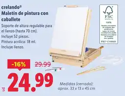 Lidl CRELANDO Maletín de pintura con caballete oferta