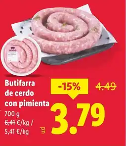 Lidl Butifarra de cerdo con pimienta oferta