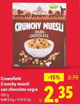 Lidl CROWNFIELD Crunchy muesli con chocolate negro oferta