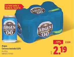 Lidl ARGUS Cerveza tostada 0,0% oferta