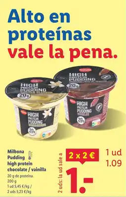 Lidl MILBONA Pudding high protein chocolate / vainilla oferta