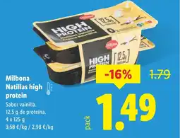 Lidl MILBONA Natillas high protein oferta