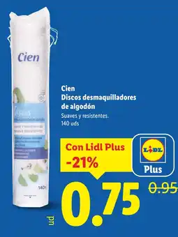 Lidl CIEN Discos desmaquilladores de algodón oferta