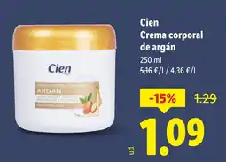 Lidl CIEN Crema corporal de argán oferta