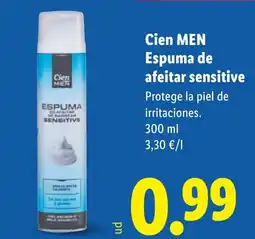 Lidl CIEN MEN Espuma de afeitar sensitive oferta