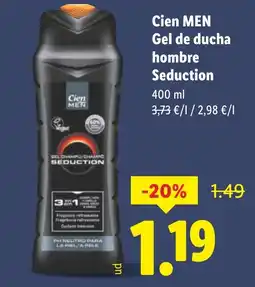 Lidl CIEN MEN Gel de ducha hombre Seduction oferta