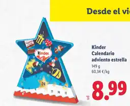 Lidl KINDER Calendario adviento estrella oferta