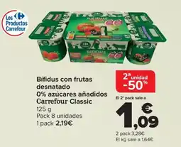 Carrefour Bífidus con frutas desnatado 0% azúcares añadidos Carrefour Classic oferta