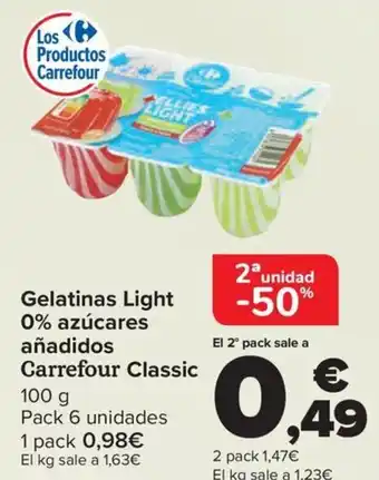 Gelatinas Light 0% azúcares añadidos Carrefour Classic