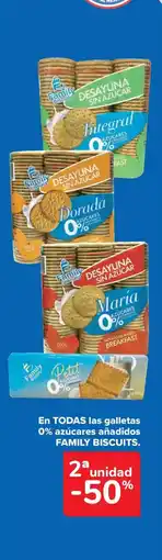 Carrefour FAMILY BISCUITS En todas las galletas 0% azúcares añadidos oferta