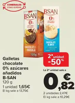 Carrefour B-SAN Galletas chocolate 0% azúcares añadidos oferta