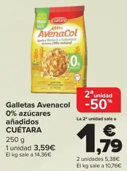Carrefour CUÉTARA Galletas Avenacol 0% azúcares añadidos oferta