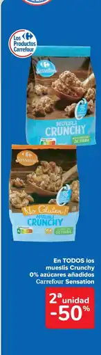 Carrefour En todos los mueslis crunchy 0% azúcares añadidos carrefour sensation oferta