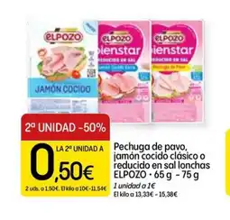 Dialprix ELPOZO Pechuga de pavo, jamón cocido clásico o reducido en sal lonchas oferta