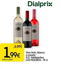 Dialprix LOS MOLINOS Vino tinto, blanco o rosado D.O. Valdepeñas oferta