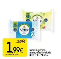 Dialprix SCOTTEX Papel higiénico húmedo fresh o kids oferta
