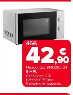Supeco SIMPL Microondas SMO20L-24 oferta