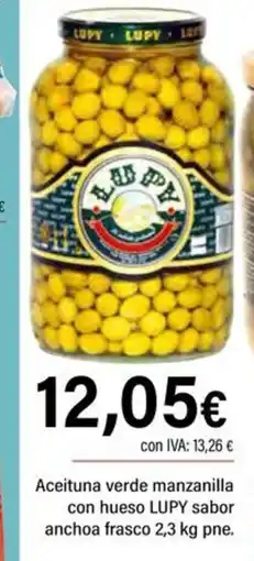 Cash Ifa LUPY Aceituna verde manzanilla con hueso sabor anchoa frasco oferta