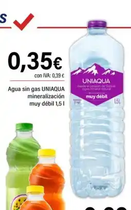 Cash Ifa UNIAQUA Agua sin gas mineralización muy débil oferta