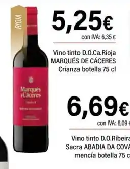Cash Ifa MARQUÉS DE CÁCERES Vino tinto D.O.Ca.Rioja Crianza botella oferta