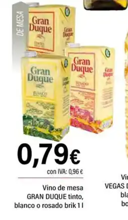Cash Ifa GRAN DUQUE Vino de mesa tinto, blanco o rosado brik oferta