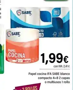 Cash Ifa IFA SABE Papel cocina blanco compacto 4-8 2 capas o multiusos 1 rollo oferta
