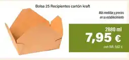 Cash Ifa Bolsa 25 Recipientes cartón kraft oferta