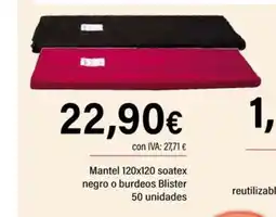 Cash Ifa Mantel 120x120 soatex negro o burdeos Blister oferta