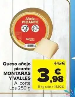 Carrefour Market MONTAÑAS Y VALLES Queso añejo picante oferta