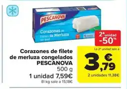 Carrefour Market PESCANOVA Corazones de filete de merluza congelados oferta