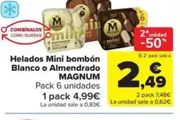 Carrefour Market MAGNUM Helados Mini bombón Blanco o Almendrado oferta