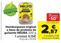 Carrefour Market HEURA Hamburguesa original a base de proteína de guisante oferta