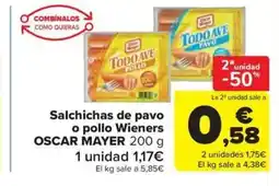 Carrefour Market OSCAR MAYER Salchichas de pavo o pollo Wieners oferta