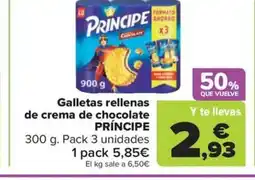 Carrefour Market PRÍNCIPE Galletas rellenas de crema de chocolate oferta