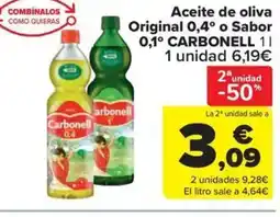 Carrefour Market CARBONELL Aceite de oliva Original 0,4° o Sabor 0,1° oferta