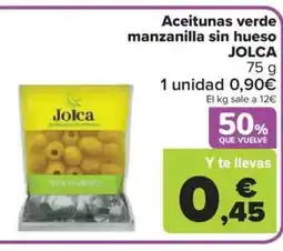 Carrefour Market JOLCA Aceitunas verde manzanilla sin hueso oferta