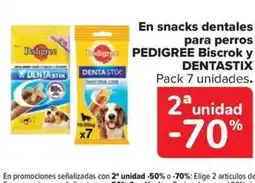 Carrefour Market PEDIGREE DENTASTIX En snacks dentales para perros Biscrok y oferta