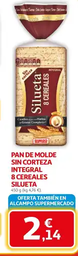 Alcampo SILUETA Pan de molde sin corteza integral 8 cereales oferta