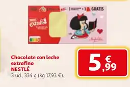 Alcampo NESTLÉ Chocolate con leche extrafino oferta
