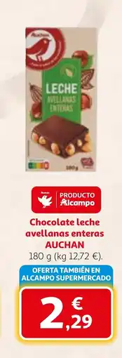 Alcampo AUCHAN Chocolate leche avellanas enteras oferta