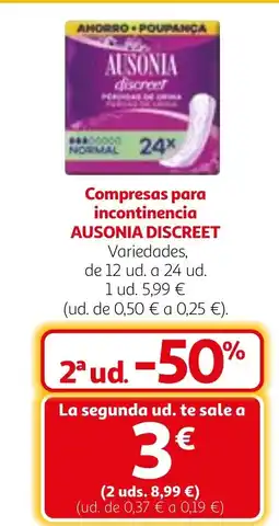 Alcampo AUSONIA DISCREET Compresas para incontinencia oferta