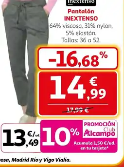 Alcampo INEXTENSO Pantalón oferta